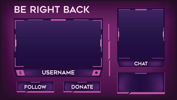 Stream Overlay Be Right Back Screen Bright Pink and Purple