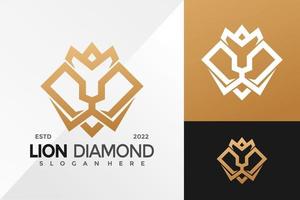 Lion Diamond King Logo Design Vector illustration template