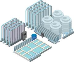 área industrial isométrica de la planta desalinizadora vector