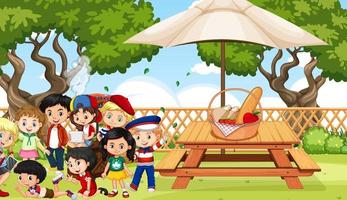 Scene with children in the park vector