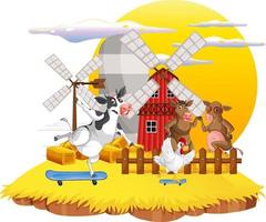 Scene with farm animal on the farm vector