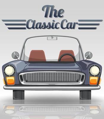 Classic car typography design with classic car on white background