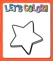 Worksheets template with lets color text and star outline vector