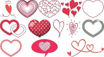Different style of hearts isolated on white background vector