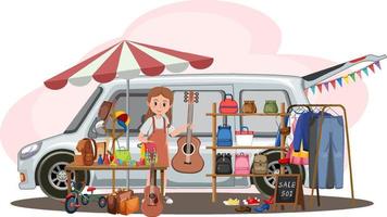 Flea market concept with a car boot sale vector