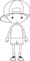 A boy black and white doodle character vector