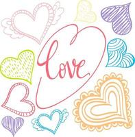 Doodle hearts in different pastel colours vector