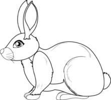 Rabbit doodle outline for colouring vector