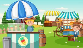 Market stall concept with ice cream shop stall vector