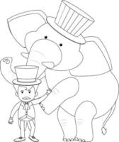 Circus black and white doodle character vector