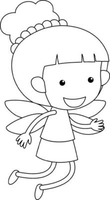 Angel black and white doodle character