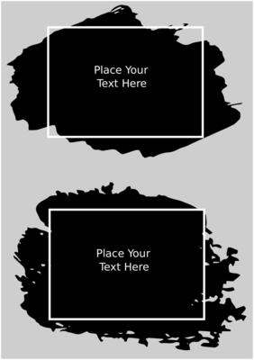 Grunge backgrounds set. Brush black paint ink stroke over square frame. Vector illustration