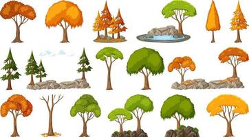 Set of four seasons trees on white background vector