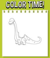 Worksheets template with color time text and dinosaur vector