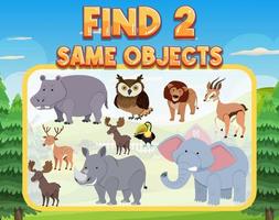 Find 2 same object worksheet for children vector