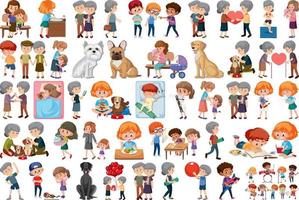 Set of different activities people in cartoon style vector