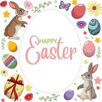 Happy Easter design with bunny and eggs vector