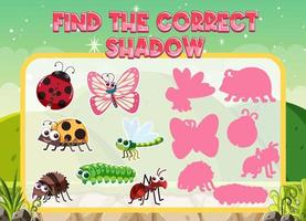 Find the correct shadow, shadow match worksheet for kindergarten student vector