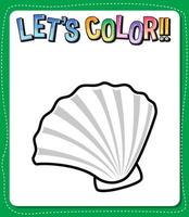 Worksheets template with lets color text and scallop outline vector