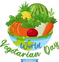 World Vegetarian Day logo with vegetable and fruit vector