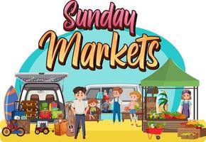 Flea market concept with sunday markets vector