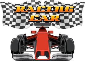 Racing car logo with racing car on white background vector