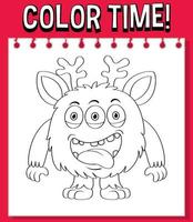 Worksheets template with color time text and monster outline vector