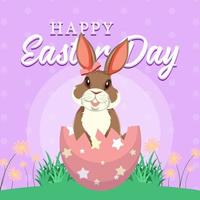 Happy Easter design with bunny in garden vector