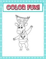 Worksheets template with color fun text and raindeer outline vector