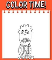 Worksheets template with color time text and monster outline vector