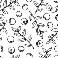 Seamless pattern with cranberry. Hand drawn illustration converted to vector. vector