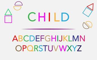 alphabet colorful font style. Set Fun Colored letters design isolated on a white  background. Back to school concept, flat design. Vector illustration