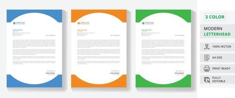 professional letterhead design with 3 color a4 size page vector