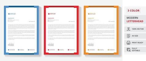 professional letterhead design with 3 color a4 size page vector