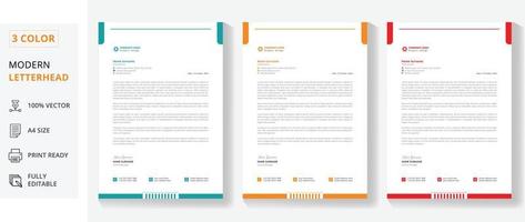 creative business letterhead template free vector with 3 color blue, orange, red