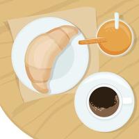 Fresh croissant for breakfast. A pastry and a drink is a delicious snack vector
