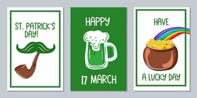 St. Patrick's holiday poster set vector