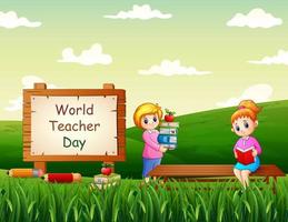 Happy World Teachers Day with woman teachers vector