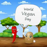 Background for World Vegan Day background in cartoon style vector