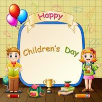 Happy children's day template with school kids
