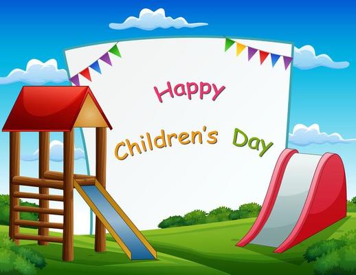 Happy children's day poster with park background