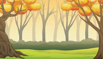 paisaje de bosque de otoño con árboles desnudos vector