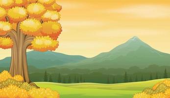 Autumn landscape background with fields and mountains vector