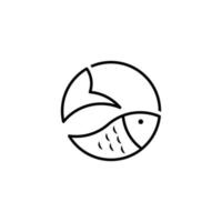 monoline simple fish logo design. Vector art illustration