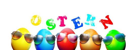 Beautiful Easter background with colorful Easter eggs photo