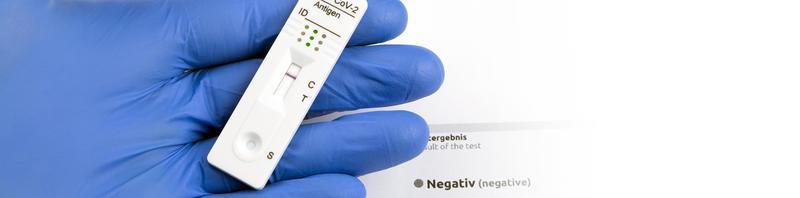 Negative test result by using rapid test device for COVID-19. photo