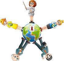 World AIDS day with people of different professions on globe vector