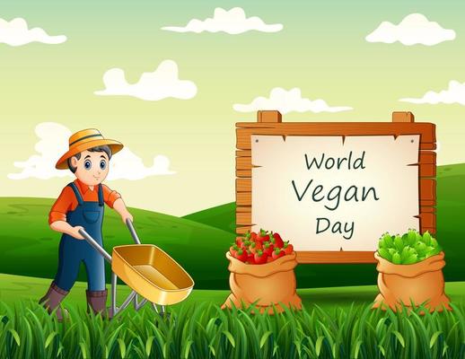 Happy World Vegan Day with young farmer