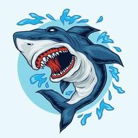 Angry shark cartoon vector