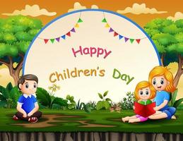 Happy children's day background with family vector